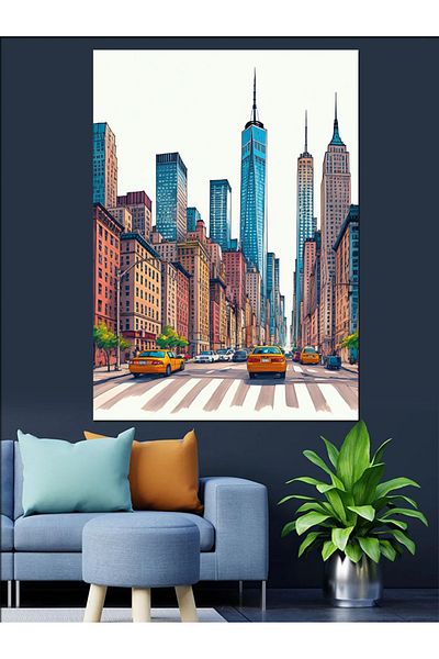 Tablomega Manhattan Cityscape Decorative Canvas - Mdf Wooden Painting