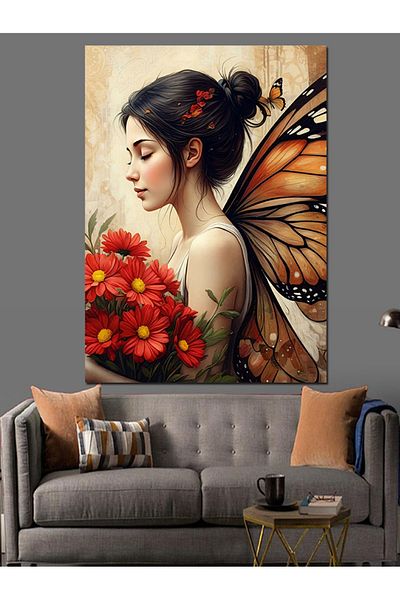 Tablomega Flower Fairy Decorative Canvas - Mdf Wooden Painting
