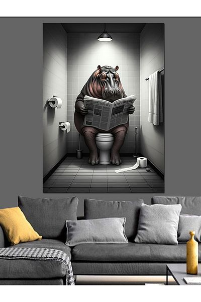 Tablomega Newspaper Hippo Decorative Canvas - Mdf Wooden Painting