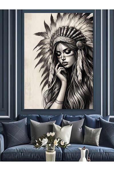 Tablomega Native American Woman Decorative Canvas - Mdf Wood Painting