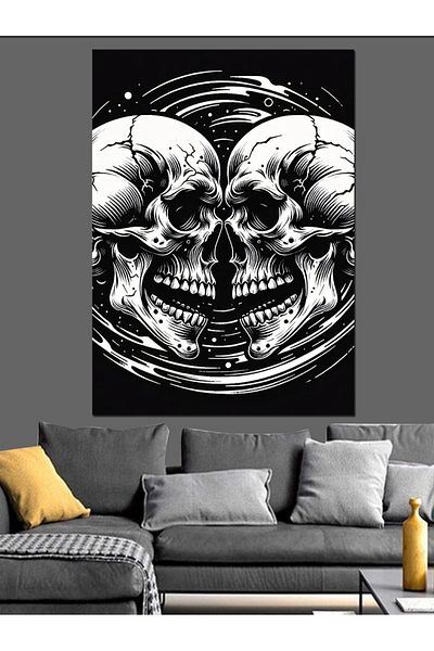 Tablomega Skull Drawing Decorative Canvas - Mdf Wooden Painting