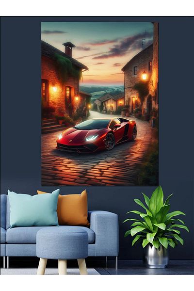 Tablomega Red Sports Car Decorative Canvas - Mdf Wooden Painting