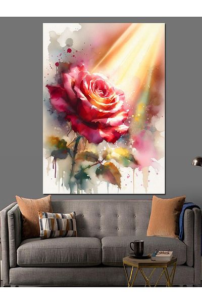 Tablomega Sparkling Rose Decorative Canvas - Mdf Wooden Painting