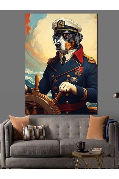 Tablomega Admiral Dog Decorative Canvas - Mdf Wooden Painting