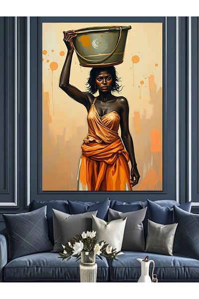 Tablomega African Woman Decorative Canvas - Mdf Wood Painting