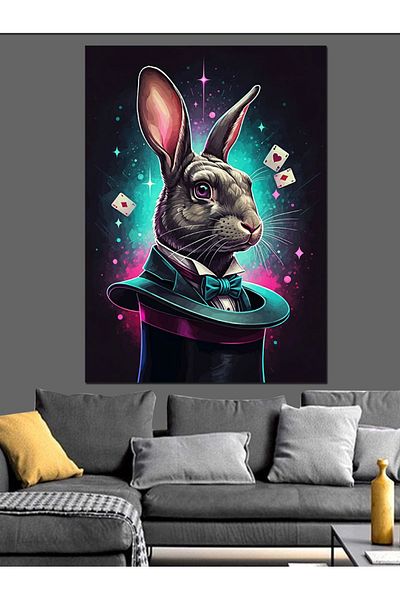Tablomega Magic Rabbit Decorative Canvas - Mdf Wooden Painting