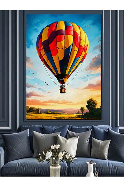 Tablomega Hot Air Balloon Decorative Canvas - Mdf Wooden Painting