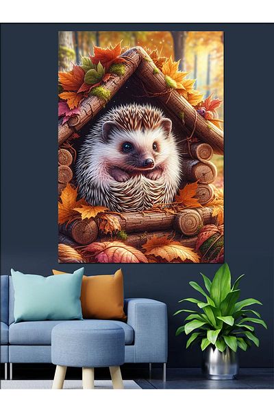Tablomega Canvas Decorativ Casă Arici - Lemn MDF
