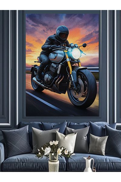 Tablomega Pânză decorativă pentru șofer rapid de motocicletă - pictură din lemn MDF