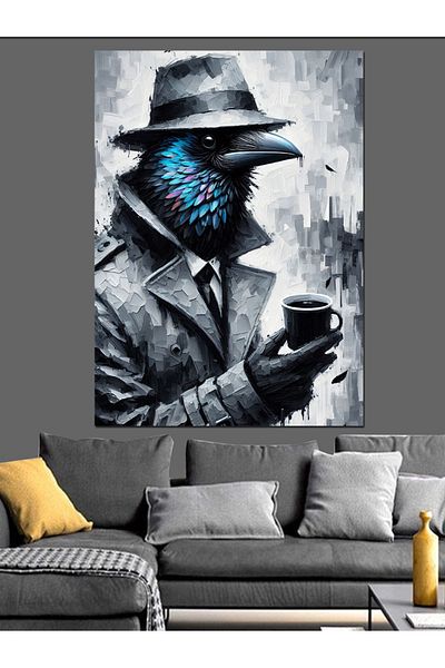 Tablomega Pânză Decorativă Detective Crow - Lemn MDF