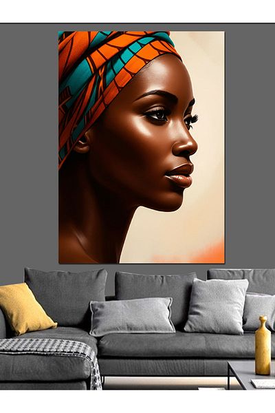 Tablomega African Style Portrait Decorative Canvas - Mdf Wooden Painting