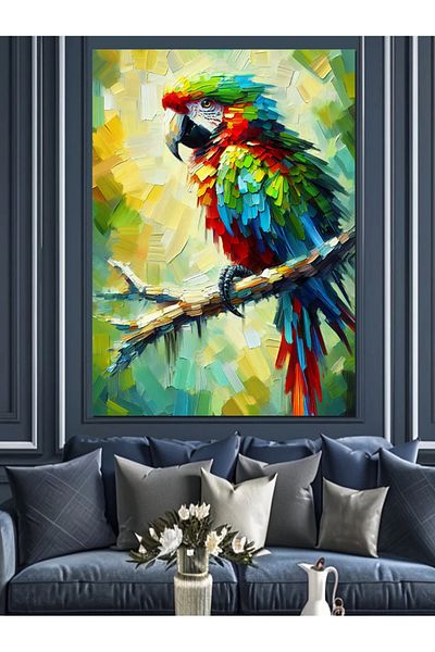 Tablomega Tropical Parrot Decorative Canvas - Mdf Wooden Table
