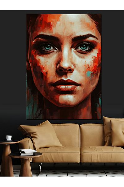 Tablomega Portrait Woman Face Decorative Canvas - Mdf Wooden Painting