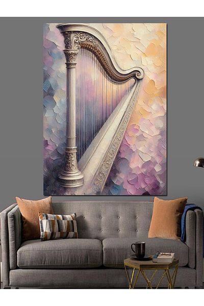 Tablomega Purple Harp Decorative Canvas - Mdf Wooden Painting