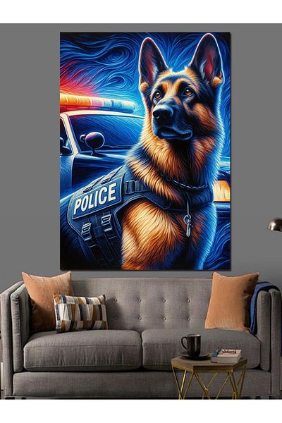 Tablomega Police Dog Decorative Canvas - Mdf Wooden Painting