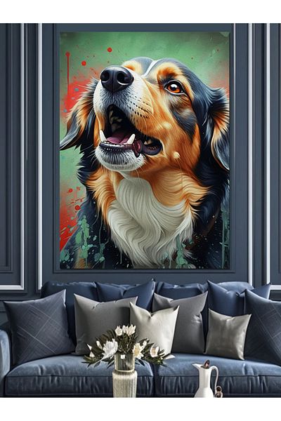 Tablomega Happy Dog Decorative Canvas - Mdf Wooden Painting