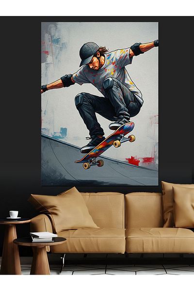 Tablomega Pânză decorativă pentru tineret skateboarder - MDF Lemn