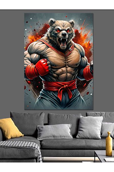 Tablomega Boxer Bear Decorative Canvas - Mdf Wooden Painting