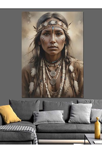 Tablomega Native American Woman Portrait Decorative Canvas - Mdf Wooden Painting