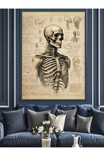 Tablomega Skeleton Drawing Decorative Canvas - Mdf Wooden Painting