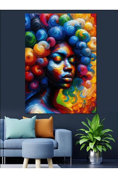 Tablomega Colorful Hair Decorative Canvas - Mdf Wooden Painting