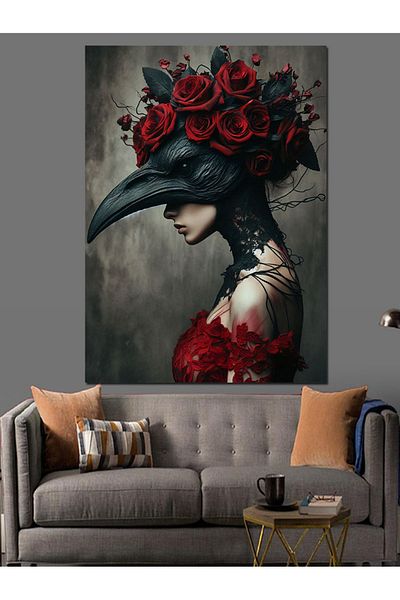 Tablomega Pânză decorativă pentru femei cu coroană de flori - Lemn MDF
