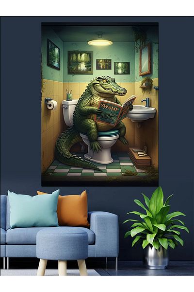 Tablomega Bathing Crocodile Decorative Canvas - Mdf Wooden Painting