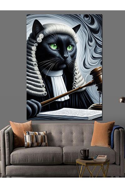 Tablomega Pânză Decorativă Judge Cat - Lemn MDF