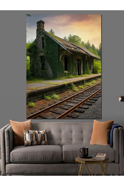 Tablomega Old Railway Station Decorative Canvas - Mdf Wooden Painting