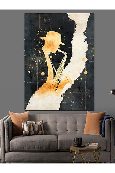 Tablomega Man Playing Saxophone Decorative Canvas - Mdf Wooden Painting