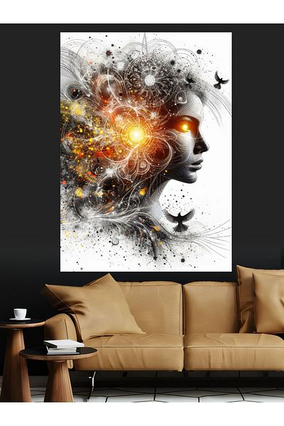 Tablomega Exploding Woman Silhouette Decorative Canvas - Mdf Wooden Painting