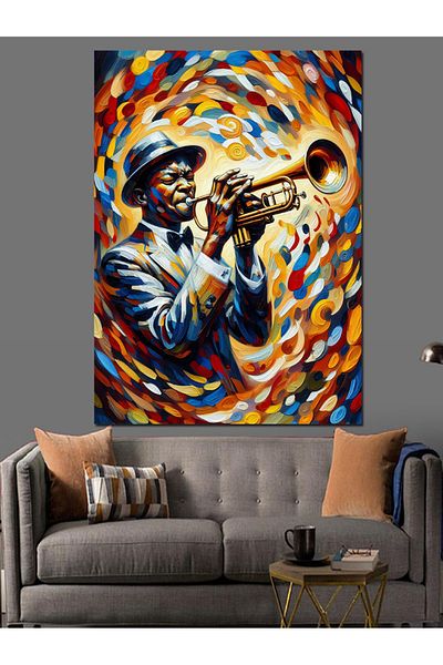 Tablomega Neon Trumpeter Decorative Canvas - Mdf Wooden Painting