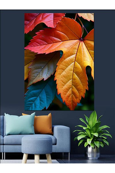 Tablomega Autumn Leaves Decorative Canvas - Mdf Wood Table