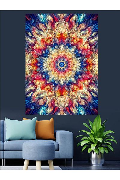 Tablomega Colorful Mandala Pattern Decorative Canvas - Mdf Wooden Painting