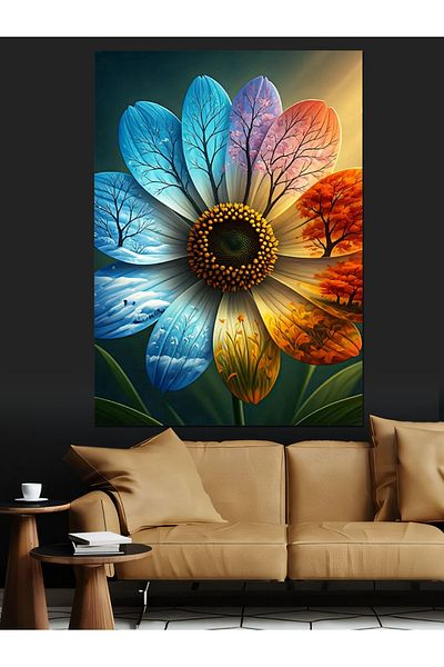 Tablomega Colorful Flower Decorative Canvas - Mdf Wooden Painting