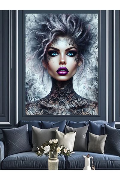 Tablomega Gothic Woman Portrait Decorative Canvas - Mdf Wooden Painting