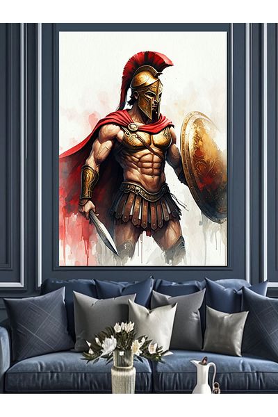 Tablomega Armored Spartan Decorative Canvas - Mdf Wooden Painting