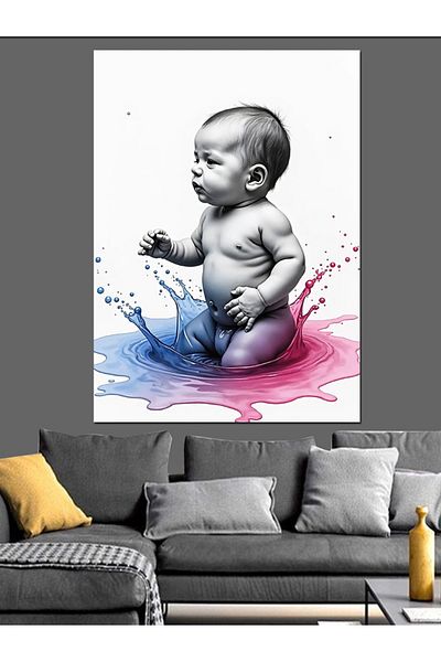 Tablomega Watercolor Baby Decorative Canvas - Mdf Wooden Painting