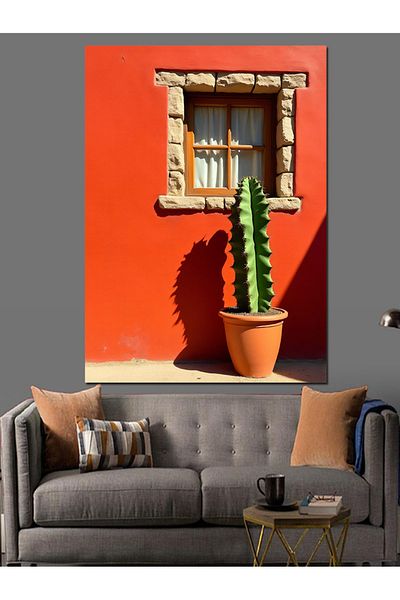 Tablomega Cactus and Window Decorative Canvas - Mdf Wooden Painting