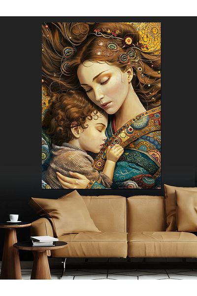Tablomega Mother and Child Decorative Canvas - Mdf Wooden Painting