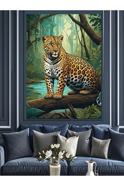 Tablomega Pânză Decorativă Leopard Pădure - Lemn MDF