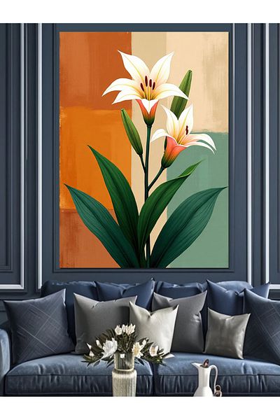 Tablomega Pânză decorativă White Lily - Lemn MDF