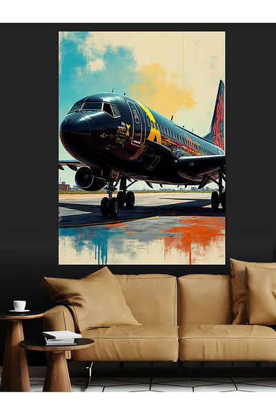 Tablomega Avion de decolare Pânză decorativă - Lemn MDF