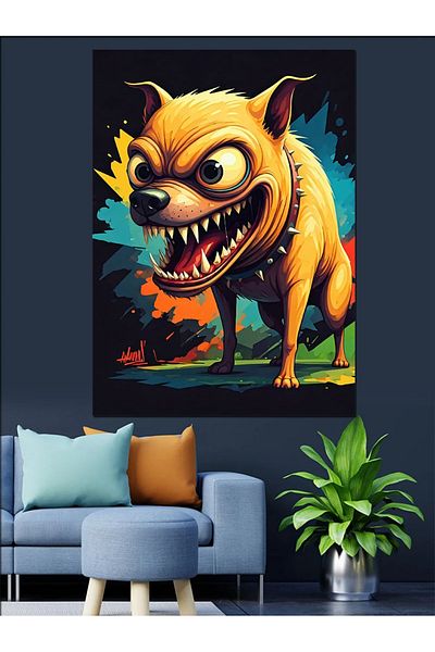 Tablomega Pânză decorativă Crazy Dog - Lemn MDF