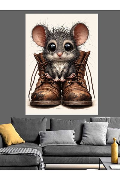 Tablomega Mouse in Shoe Decorative Canvas - Mdf Wooden Painting
