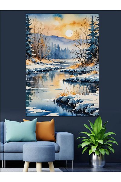 Tablomega Winter Landscape Decorative Canvas - Mdf Wooden Painting