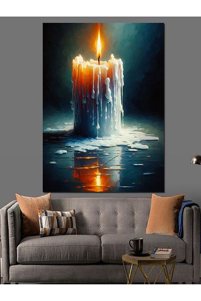 Tablomega Melting Candle Decorative Canvas - Mdf Wooden Table