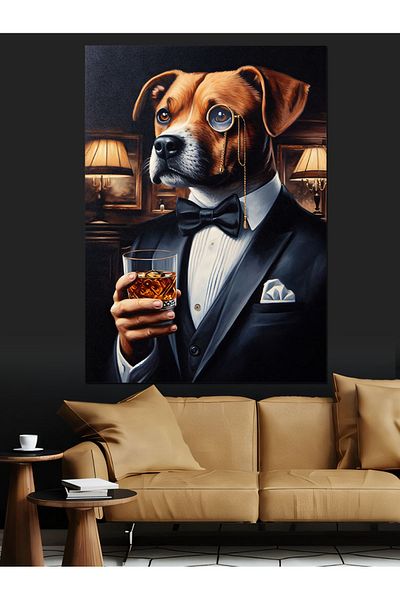 Tablomega Tuxedo Dog Decorative Canvas - Mdf Wooden Painting
