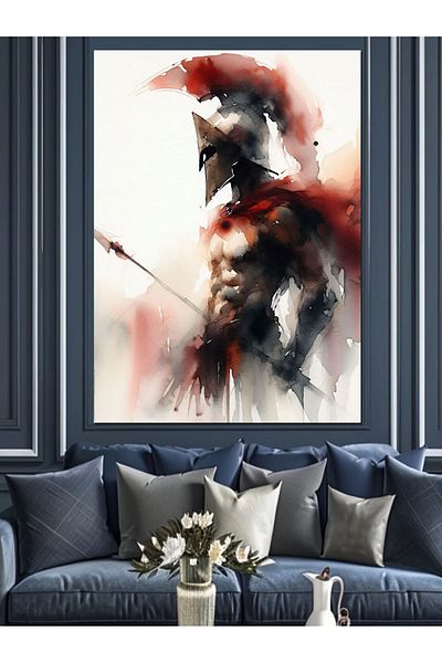 Tablomega Red Armored Warrior Decorative Canvas - Mdf Wooden Painting