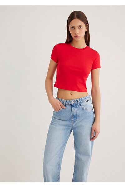 Mavi Basic Crew Neck Crop Women's T-Shirt